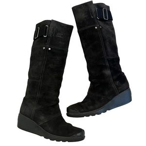 Sorel Toronto Wedge Knee High Suede Boots in Black, Sz. 6.5